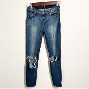 J Brand Misfit Capri Jeans Distressed Holes SIze 24 Blue Medium Wash FLAWED